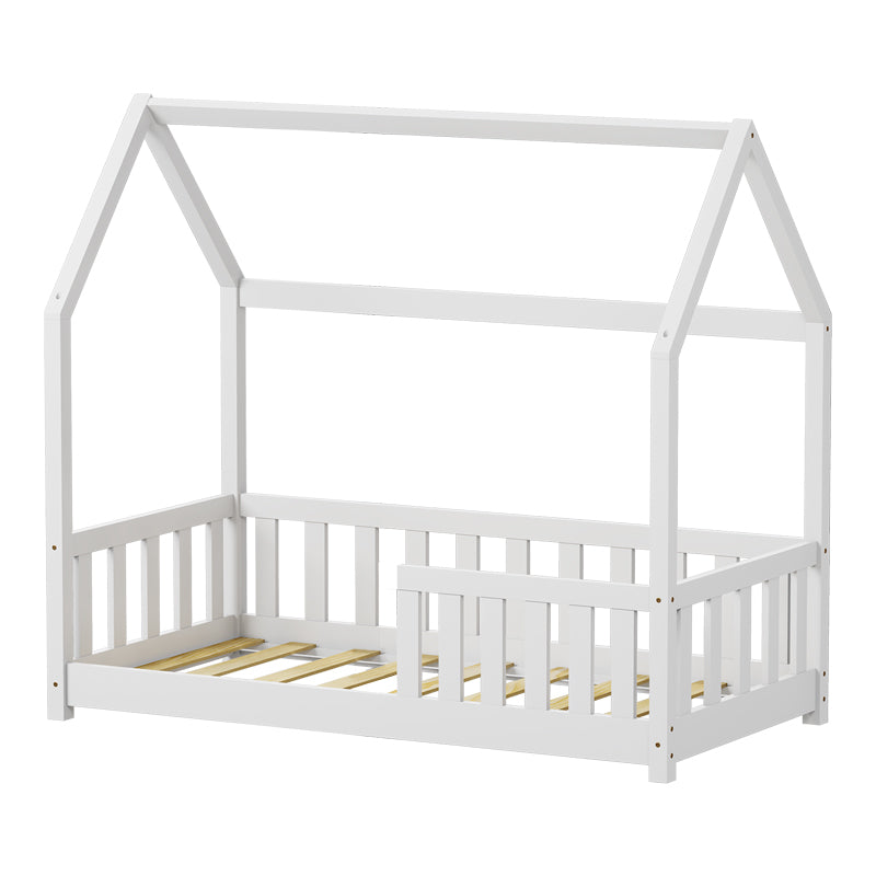 Bambie Children's Bed with Montessori Style Railing White Pine Wood 70x140cm