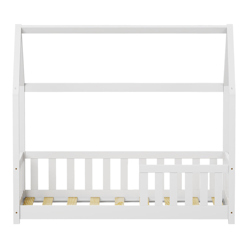 Bambie Children's Bed with Montessori Style Railing White Pine Wood 70x140cm