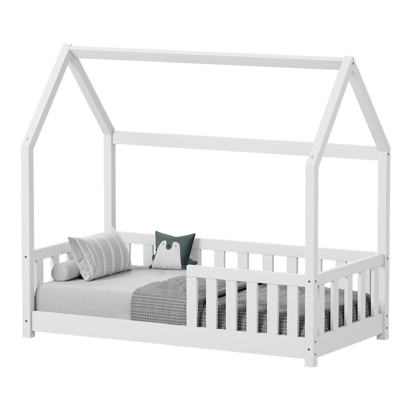 Bambie Children's Bed with Montessori Style Railing White Pine Wood 70x140cm