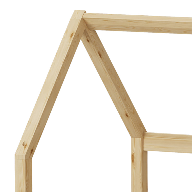 Bambie Children's Bed with Montessori Style Railing, Pine Wood in Natural Shade 70x140cm