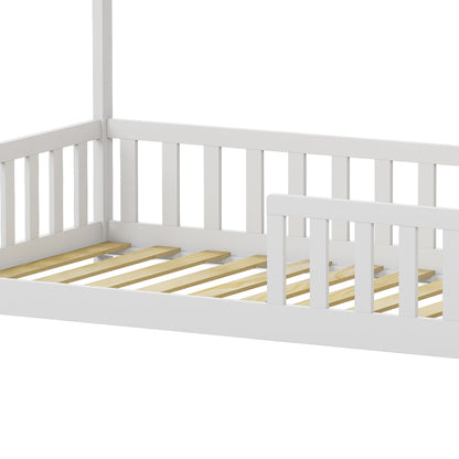 Παιδικό Κρεβάτι Bambie με Κιγκλίδωμα Τ. Montessori Ξύλο Πεύκου Λευκό 90x190εκ