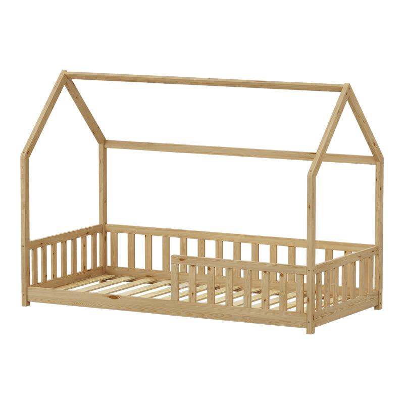 Bambie Children's Bed with Montessori Rail Pine Wood in Natural Tone 90x190cm