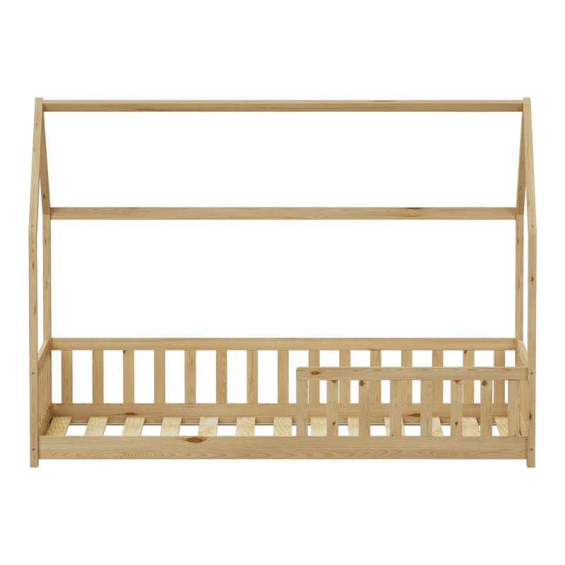 Bambie Children's Bed with Montessori Rail Pine Wood in Natural Tone 90x190cm