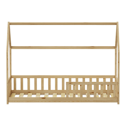 Bambie Children's Bed with Montessori Rail Pine Wood in Natural Tone 90x190cm