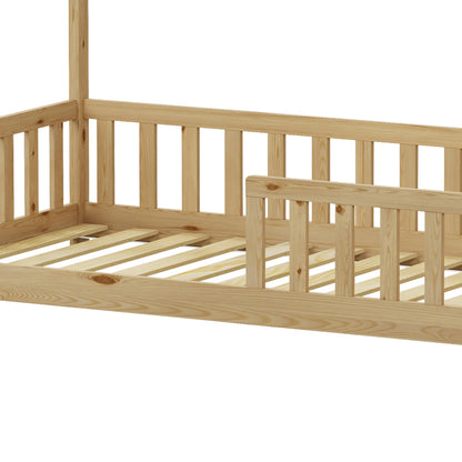Bambie Children's Bed with Montessori Rail Pine Wood in Natural Tone 90x190cm