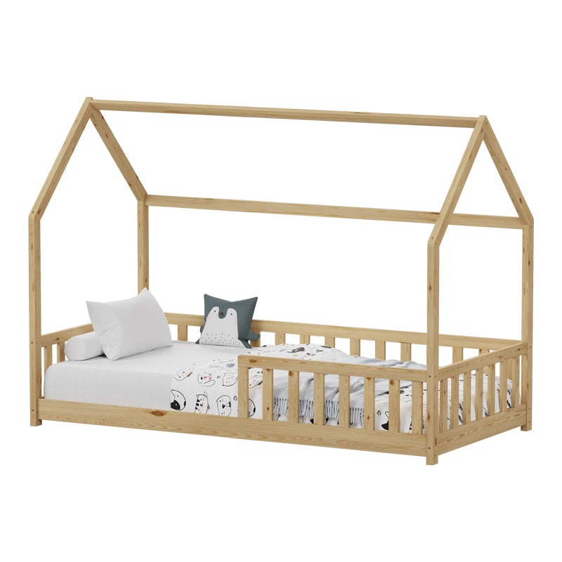 Bambie Children's Bed with Montessori Rail Pine Wood in Natural Tone 90x190cm