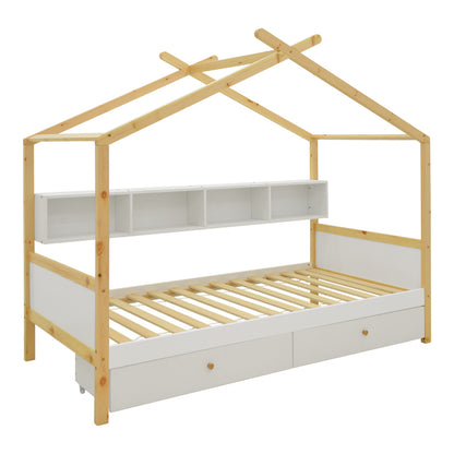 Discovery Children's Bed T. Montessori Pine Wood White-Natural 90x190cm
