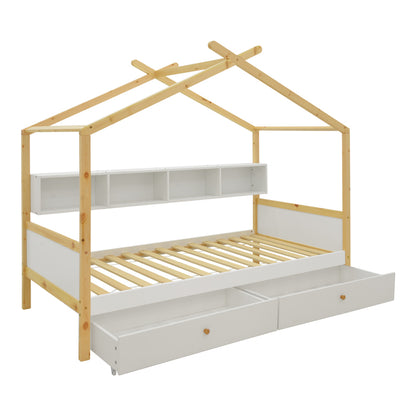 Discovery Children's Bed T. Montessori Pine Wood White-Natural 90x190cm