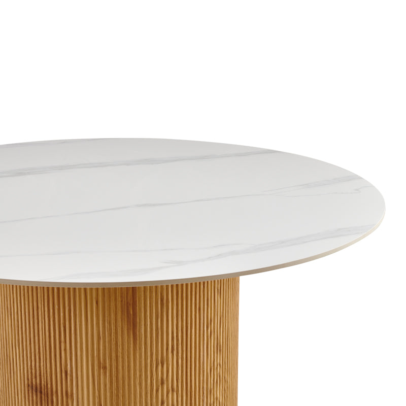 Sikulu MDF Oak Table - White Travertine Finish Φ125x77