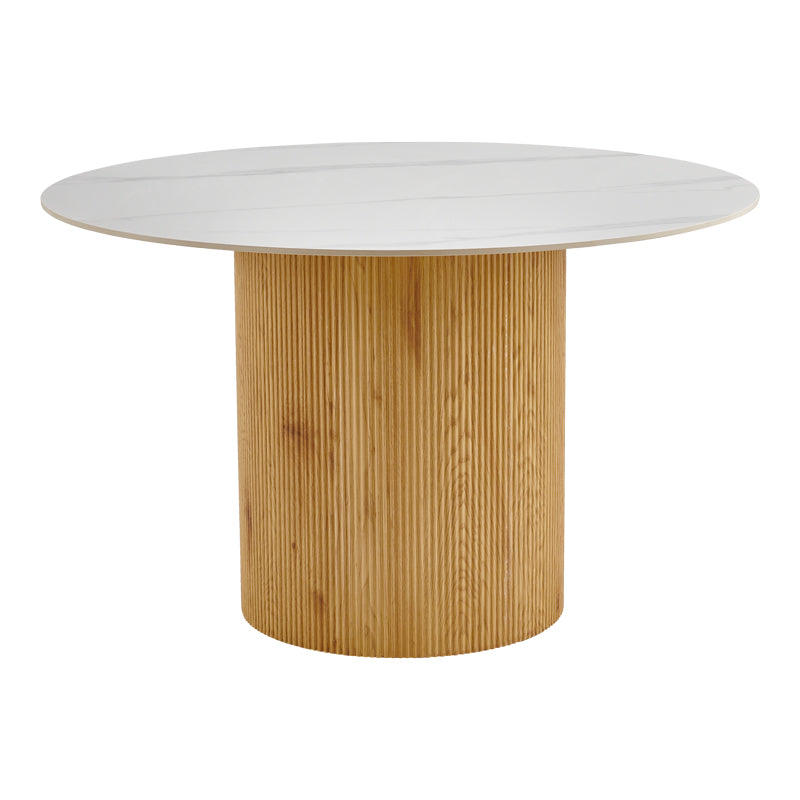 Sikulu MDF Oak Table - White Travertine Finish Φ125x77