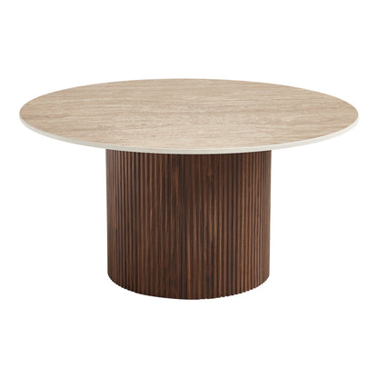 Sikulu Living Room Table MDF Walnut - Beige Travertine Look Φ80x40