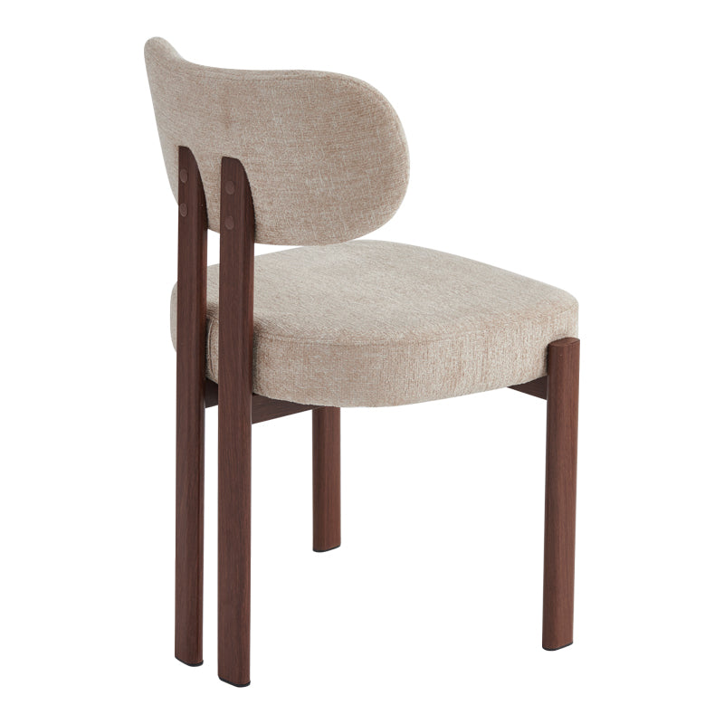 Chair Glamor Fabric Beige-Walnut Metal Legs 53x51x81