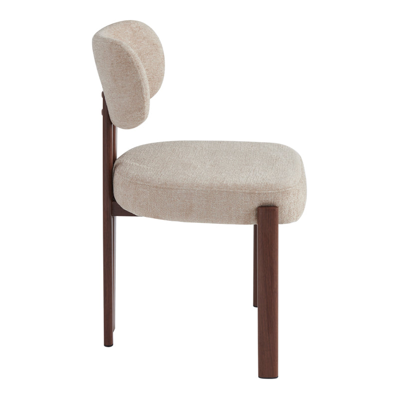 Chair Glamor Fabric Beige-Walnut Metal Legs 53x51x81