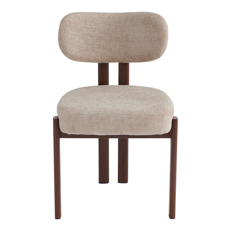 Chair Glamor Fabric Beige-Walnut Metal Legs 53x51x81