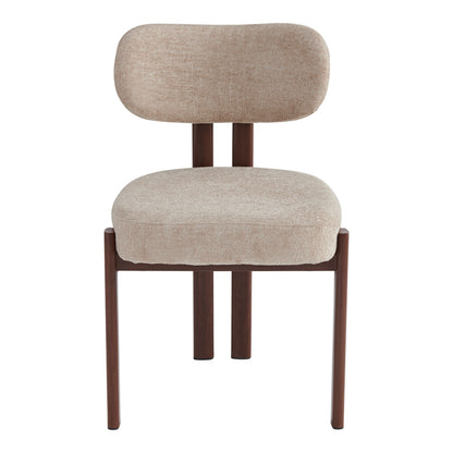 Chair Glamor Fabric Beige-Walnut Metal Legs 53x51x81
