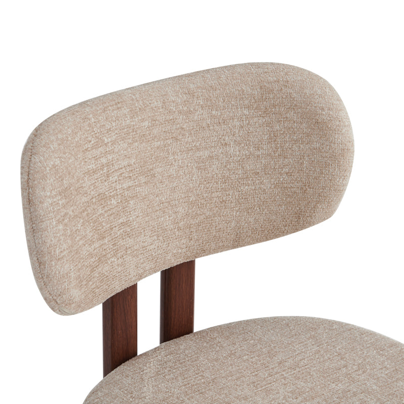 Chair Glamor Fabric Beige-Walnut Metal Legs 53x51x81