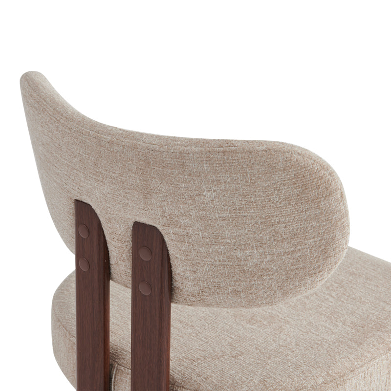 Chair Glamor Fabric Beige-Walnut Metal Legs 53x51x81