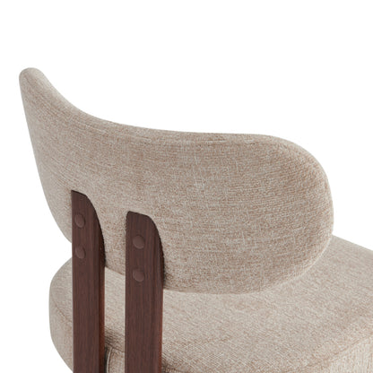 Chair Glamor Fabric Beige-Walnut Metal Legs 53x51x81