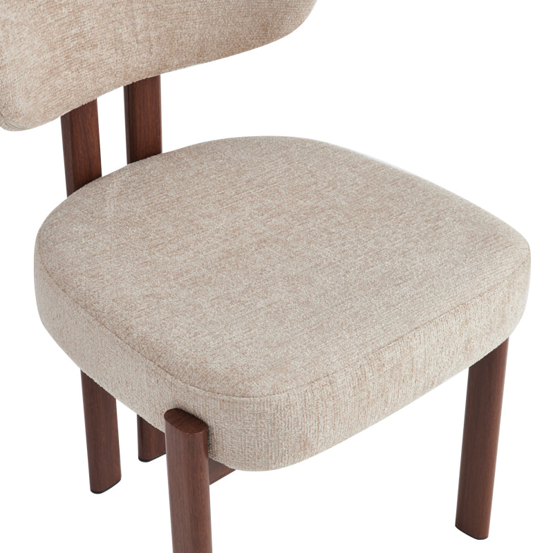 Chair Glamor Fabric Beige-Walnut Metal Legs 53x51x81