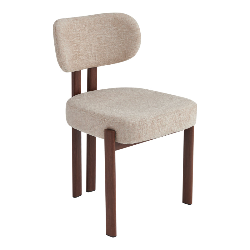Chair Glamor Fabric Beige-Walnut Metal Legs 53x51x81