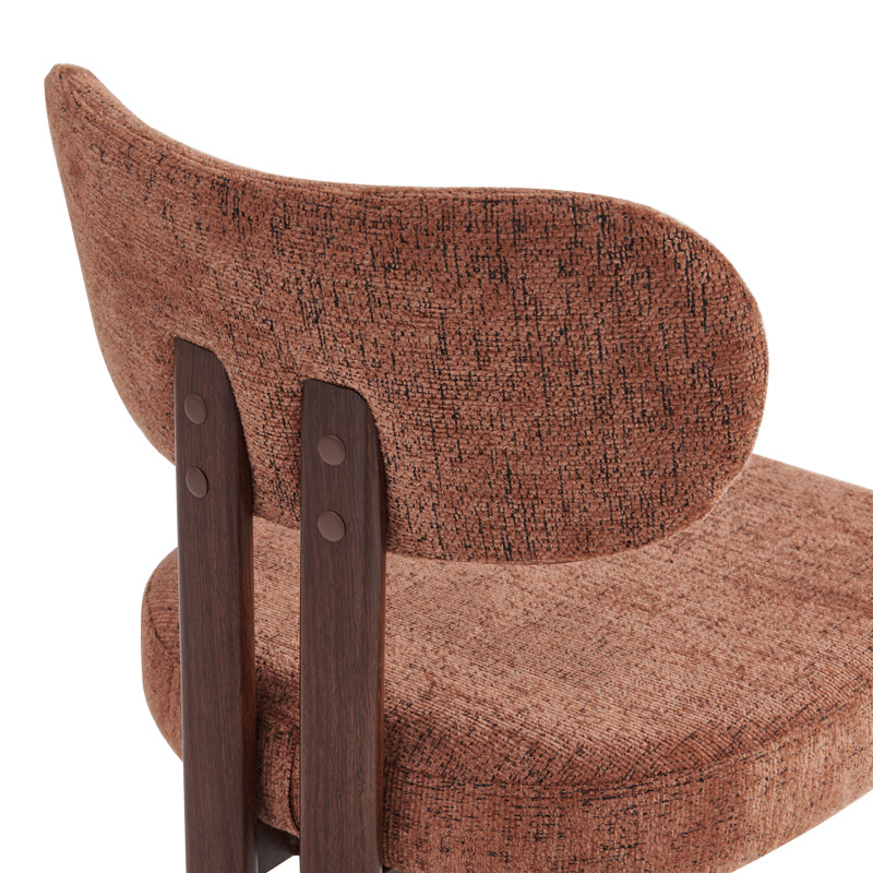 Chair Glamor Fabric Brown-Walnut Metal Legs 53x51x81
