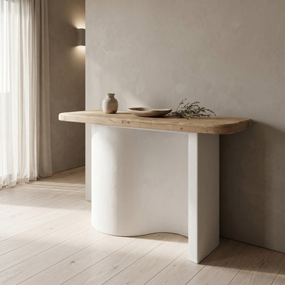Κονσόλα Jeckie Ξύλο Ελάτου-MDF Oak-Λευκό 120x38x80