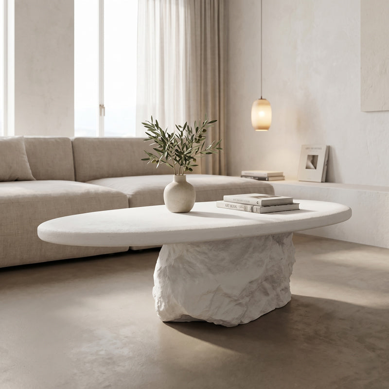 Τραπέζι Σαλονιού Zinol MDF-Polyresin Λευκό 105x62x32