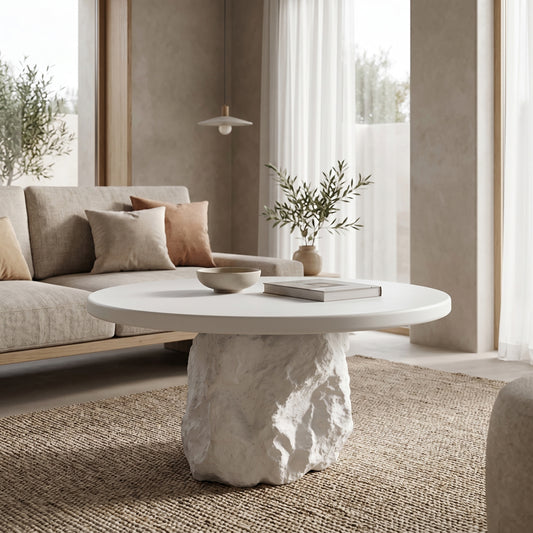Τραπέζι Σαλονιού Zinol MDF-Polyresin Λευκό Φ77x36