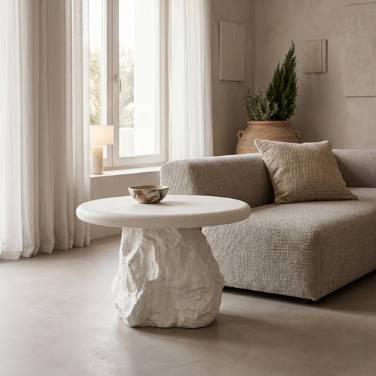 Βοηθητικό Τραπέζι Zinol MDF-Polyresin Λευκό Φ58x41