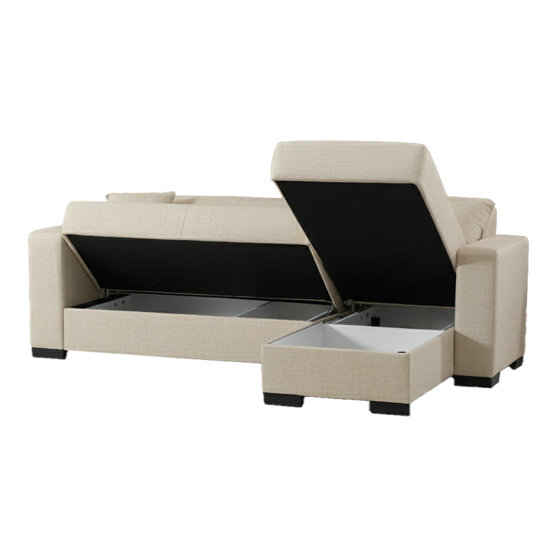 Γωνιακός Καναπές-Κρεβάτι Αναστρέψιμος Dumma Ύφασμα Κρεμ 226x148x86