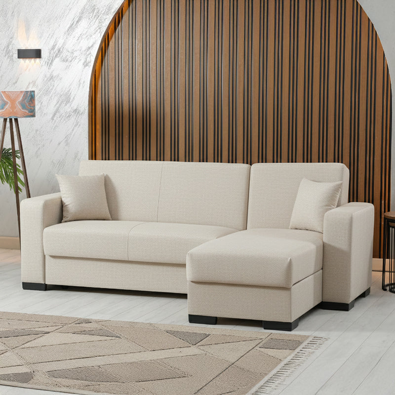 Γωνιακός Καναπές-Κρεβάτι Αναστρέψιμος Dumma Ύφασμα Κρεμ 226x148x86