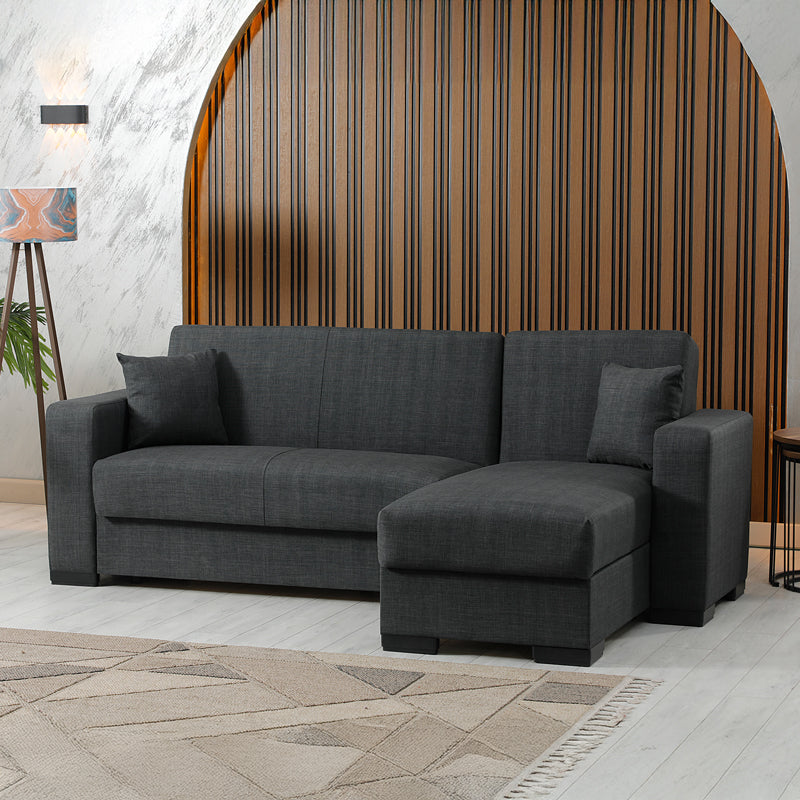 Γωνιακός Καναπές-Κρεβάτι Αναστρέψιμος Dumma Ύφασμα Ανθρακί 226x148x86