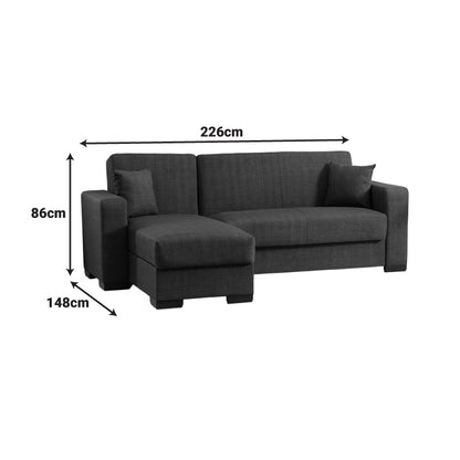 Γωνιακός Καναπές-Κρεβάτι Αναστρέψιμος Dumma Ύφασμα Ανθρακί 226x148x86