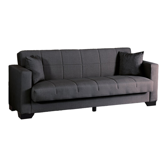 Sofa Bed Three-Seater Vox with Storage Space Anthracite Fabric 210x84x83
