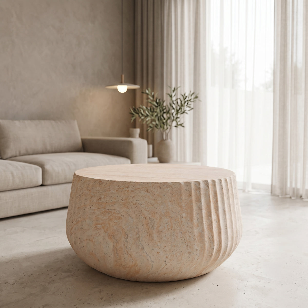 Rongo MGO Travertine Effect Coffee Table D80x41