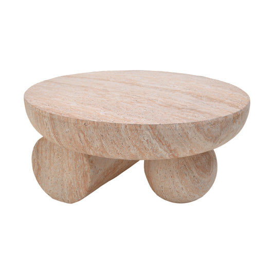 Τραπέζι Σαλονιού Mikawa MGO Όψη Τραβερτίνας Φ70x34