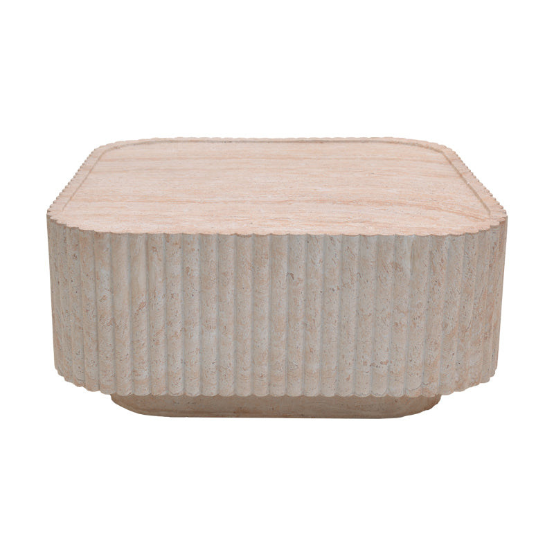 Τραπέζι Σαλονιού Doric MGO Όψη Τραβερτίνας 80x80x38