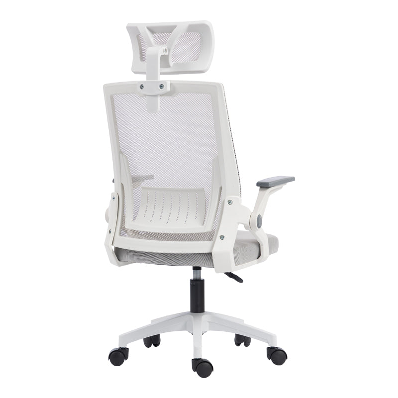 Καρέκλα Γραφείου Plymot Λευκή - Mesh Γκρι 48x58x112-122
