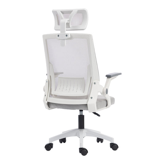 Καρέκλα Γραφείου Plymot Λευκή - Mesh Γκρι 48x58x112-122