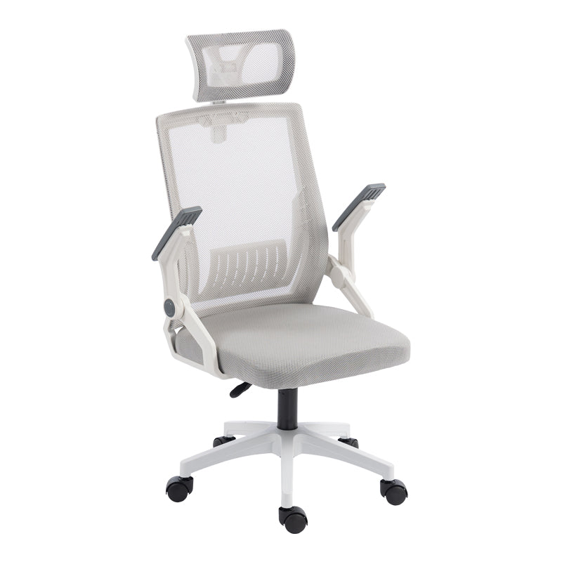 Καρέκλα Γραφείου Plymot Λευκή - Mesh Γκρι 48x58x112-122