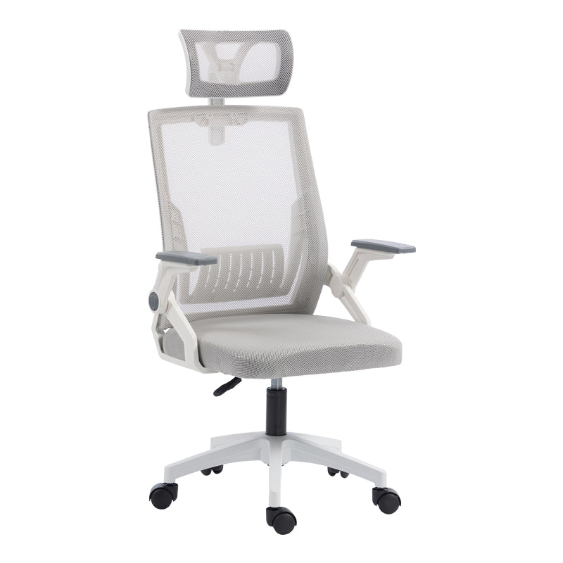 Καρέκλα Γραφείου Plymot Λευκή - Mesh Γκρι 48x58x112-122