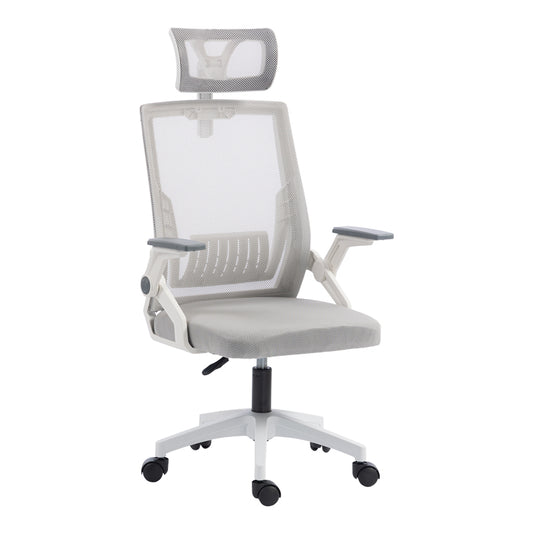 Καρέκλα Γραφείου Plymot Λευκή - Mesh Γκρι 48x58x112-122