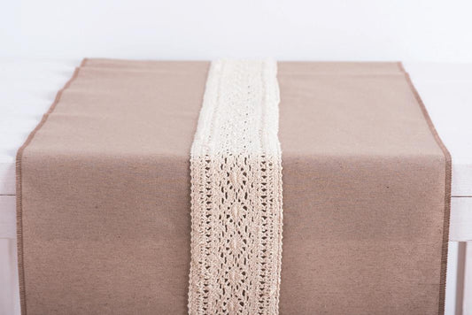 Ράννερ Ύφασμα και Δαντέλα 45εκ Μπεζ