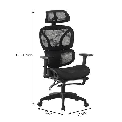 Executive Office Chair with Footrest Corus Mesh Black 62x69x125-135
