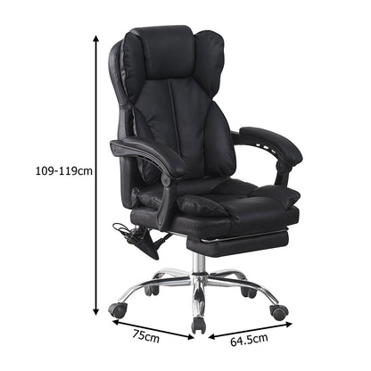 Director's Office Chair with Footrest and Massage Mechanism Ekse PU Black 64.5x75x109-119
