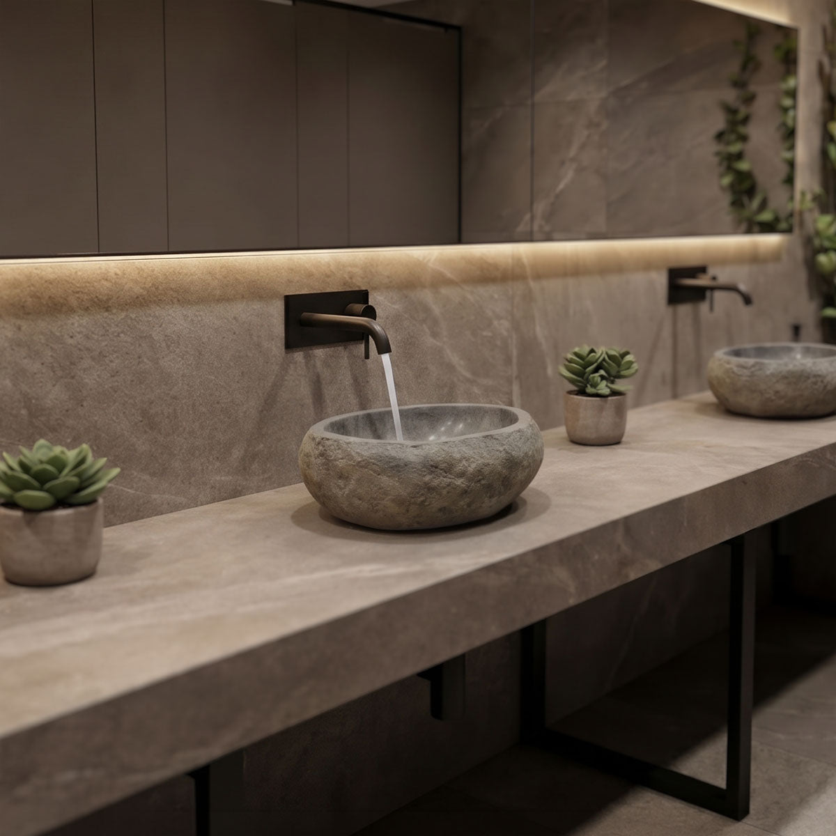 Lavello Grey Stone Countertop Washbasin Ø30x25