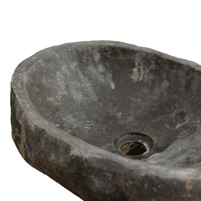 Lavello Countertop Washbasin Grey Stone Ø40x25