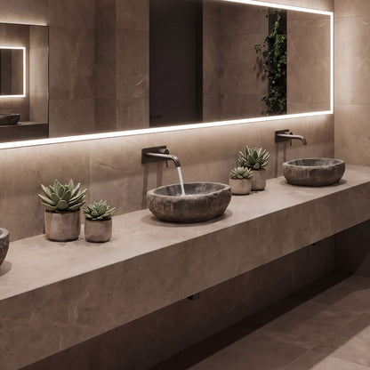 Lavello Countertop Washbasin Grey Stone Ø40x25