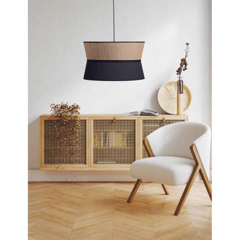 Φωτιστικό Μονόφωτο Αμπαζούρ Διπλό Μαύρο/Μπεζ Ε27 Φ40