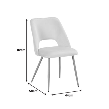 Καρέκλα Nelda Μπεζ Βελούδο με Μεταλλικό Πόδι σε Φυσική Απόχρωση 44x58x82